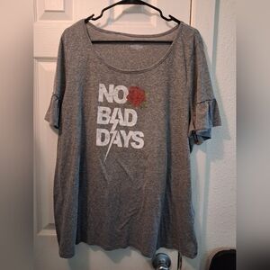 Lane Bryant Gray Scoop Neck Tee with Red Rose Graphic